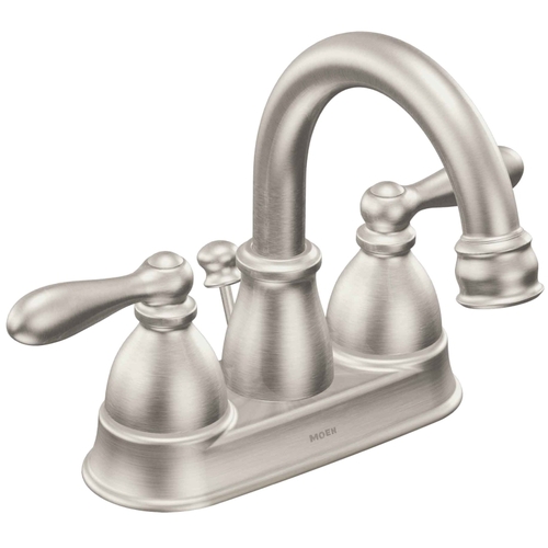 Bathroom Faucet, 1.2 gpm, 2-Faucet Handle, Metal, Brushed Nickel, Lever Handle, High Arc Spout