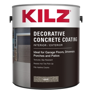 KILZ L378711-XCP4 Decorative Concrete Coating, Gloss, Gray, 1 gal ...