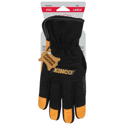 Work Gloves, Men's, XL, Angled Wing Thumb, Easy-On Cuff, Polyester/Spandex Back