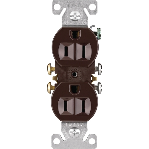 Duplex Receptacle, 2 -Pole, 15 A, 125 V, Push-in, Side Wiring, NEMA: 5-15R, Brown