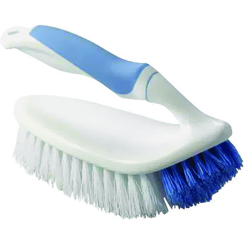 Scrubber Brush, 1 in L Trim, PP/PVC Bristle, Blue/White Bristle, 2-3/4 in W Brush