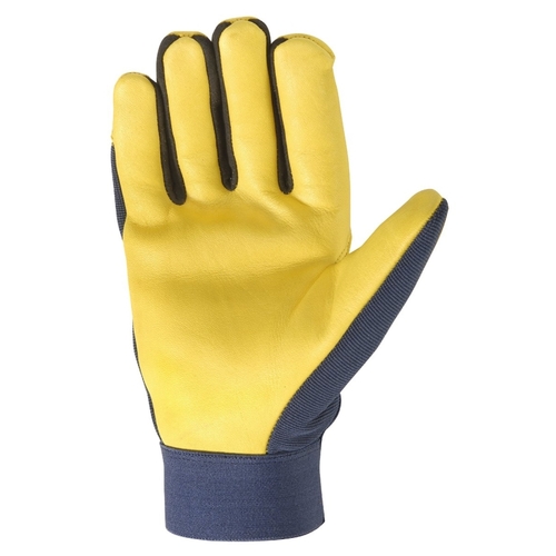 Wells Lamont 3207M 3207-M Work Gloves, Men's, M, Spandex Back, Blue/Gold/Yellow