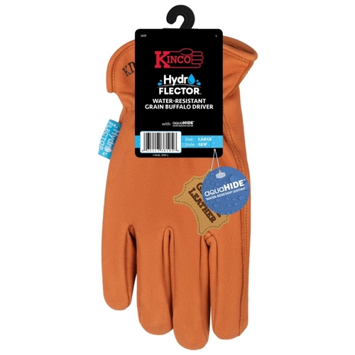 Kinco 381P-L Gloves, L, Keystone Thumb, Elastic Cuff, Buffalo Leather