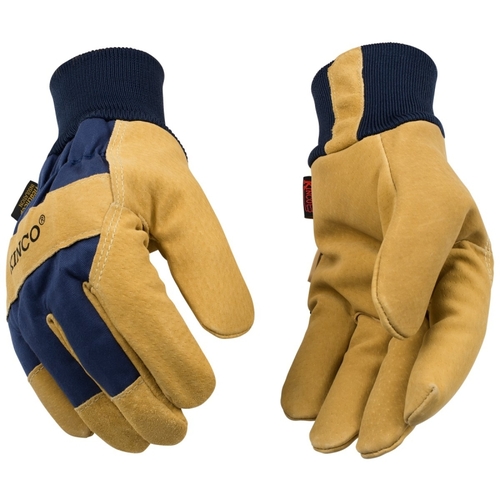 GLOVES SUEDE PIGSKIN KW LARGE Pair Blue/Golden