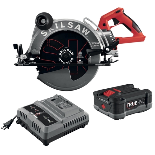 Worm Drive Saw Kit, Battery Included, 48 V, 5 Ah, 10-1/4 in Dia Blade, 0 to 51 deg Bevel