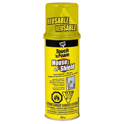 Mouse Shield Foam Sealant and Blocker, Cream, 24 hr Curing, 40 to 115 deg F, 12 oz Can