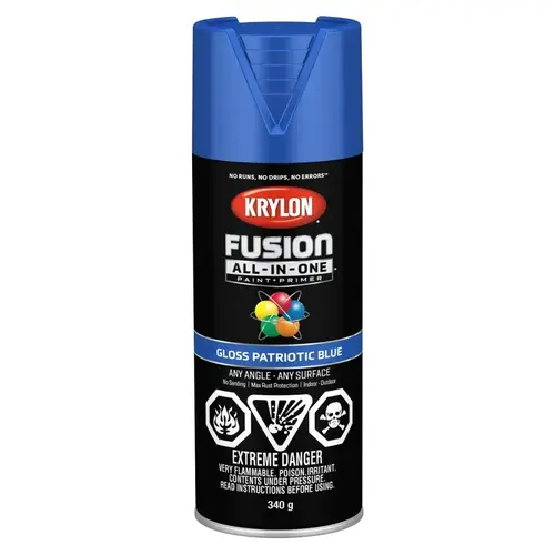 Fusion All-In-One Paint and Primer, Gloss, Patriotic Blue, 12 oz, Can