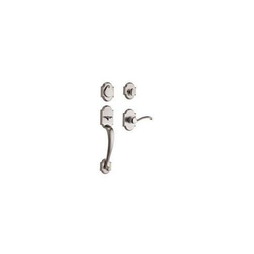 Handleset, 1 Grade, Satin Nickel, 2-3/8 x 2-3/4 in Backset, KW1 Keyway, 1-3/4 in Thick Door