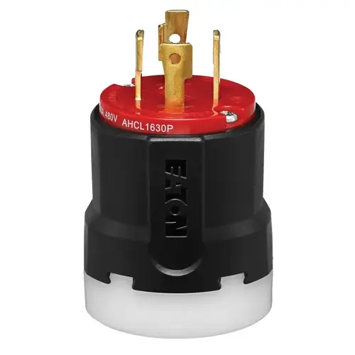 Ultra-Grip Locking Plug, 3 -Pole, 30 A, 480 VAC, NEMA: NEMA L16-30, Black/Red