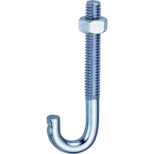 J-Bolt, 5 in L, 250 lbs Working Load, Zinc