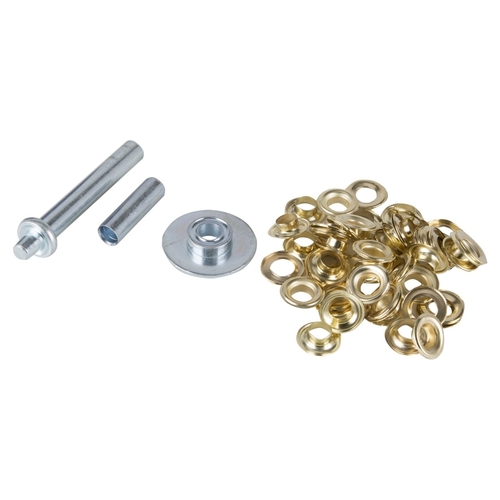 Grommet Tool Kit, 30-Piece, Brass/Steel, Brass/Silver, Brass/Zinc Plated