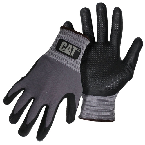 CAT CAT017419M 017419M Work Gloves, M, Extended Knit Wrist Cuff, Nitrile/Nylon, Gray