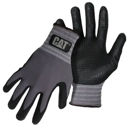 017419M Work Gloves, M, Extended Knit Wrist Cuff, Nitrile/Nylon, Gray Pair