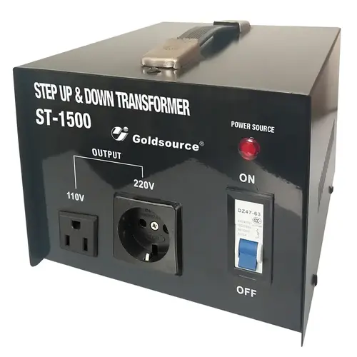 Goldsource ST-1500 ST Series Step Up and Step Down Transformer, 8-1/4 in L x7-1/8 in W x 6 in H, 1500 W Black