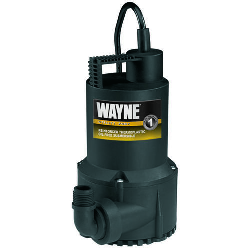 Portable Submersible Utility Pump, 1-Phase, 2.5 A, 120 V, 0.166 hp, 1-1/4 in Outlet, 3100 gph