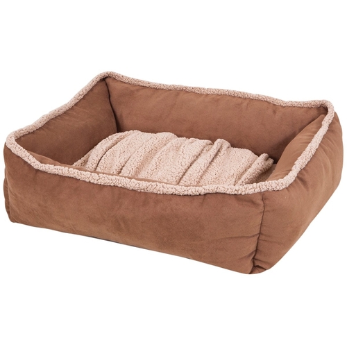 Aspen Pet 80385 Pet Lounger, 24 in L, 20 in W, Rectangular, High-Loft Recycled Polyfill Fill, Suede Fabric Cover