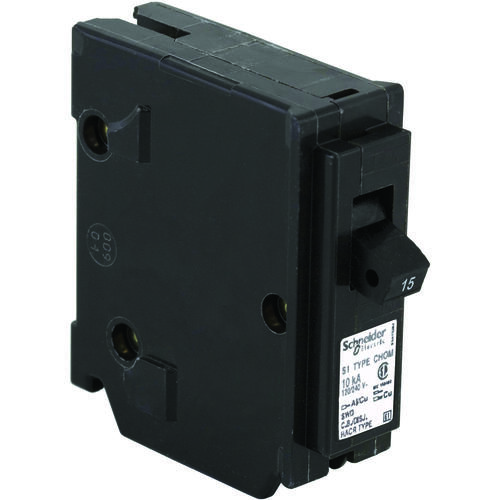 Homeline Circuit Breaker, Mini, Standard, 15 A, 1 -Pole, 120/240 VAC, Plug Mounting, Black