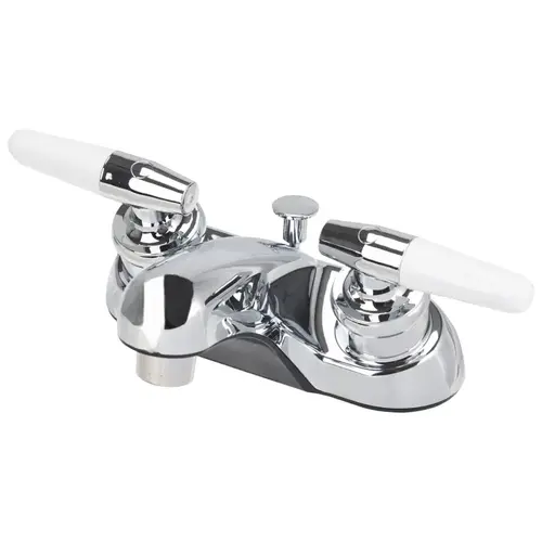 Lavatory Faucet, 1.5 gpm, 2-Faucet Handle, Chrome Plated, Lever Handle