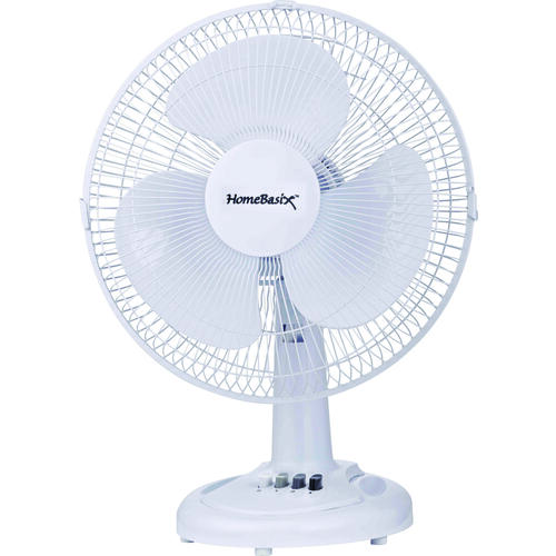 Oscillating Table Fan, 120 V, 12 in Dia Blade, 3-Blade, 3-Speed, 72 in L Cord, White