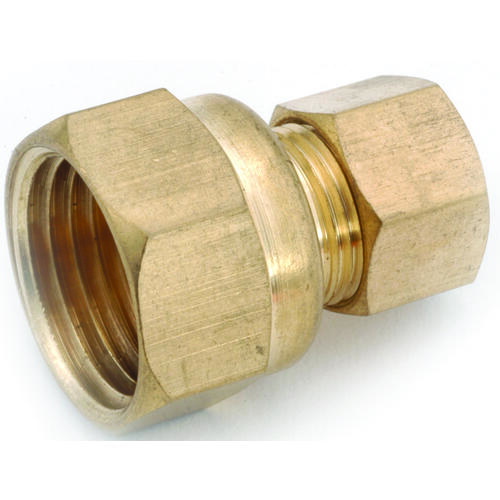 Tubing Coupling, 5/16 x 1/4 in, Compression x FIP, Brass - pack of 10