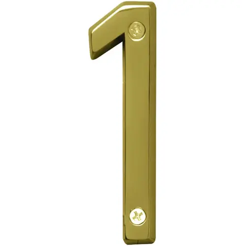 Prestige Series House Number, Character: 1, 4 in H Character, Brass Character, Brass