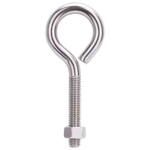 Eye Bolt, 9.5 mm Thread, Machine Thread, 2 in L Thread, 1-5/8 in Dia Eye, 414 lb Working Load Stainless Steel