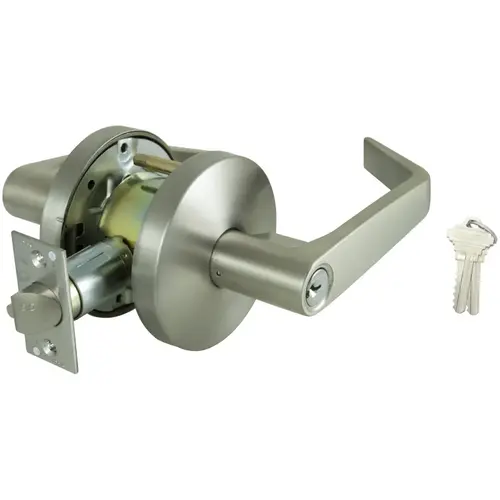 Storeroom Door Lock, 2 Grade, Lever Handle, Keyed Different Key, Stainless Steel, Stainless Steel