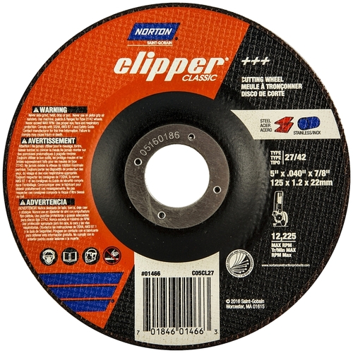 Clipper Classic A AO Series Cut-off Wheel, 5 in Dia, 0.045 in Thick, 7/8 in Arbor