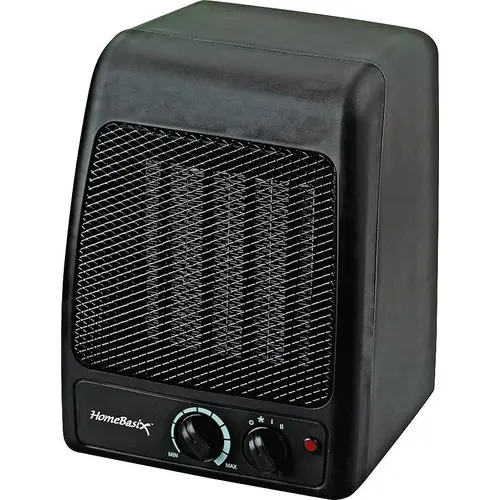 PowerZone PTC-700 Portable Electric Heater, 12.5 A, 120 V, 1500 W, 1500W Heating, 2 -Heat Setting, Black