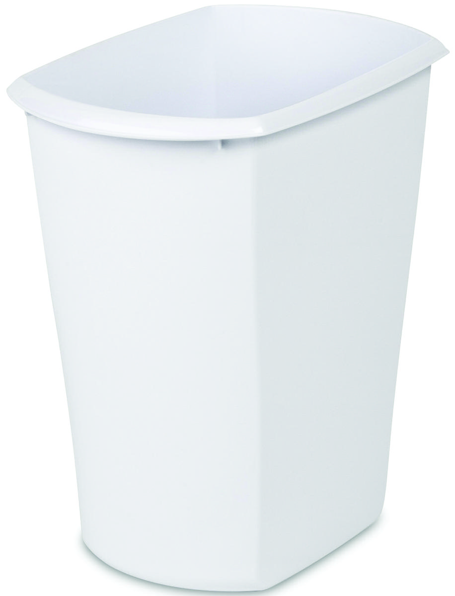 Sterilite 10518006 Waste Basket, 3 gal Capacity, White, 13 in H