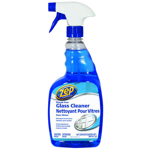 Glass Cleaner, 32 oz, Liquid, Pleasant, Dark Blue