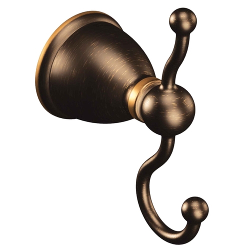 Caldwell Series Robe Hook, 2-Hook, Zinc, Mediterranean Bronze, Wall Mounting