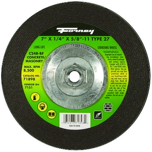 Grinding Wheel, 7 in Dia, 1/4 in Thick, 5/8-11 in Arbor, 24 Grit, Coarse, Silicone Carbide Abrasive