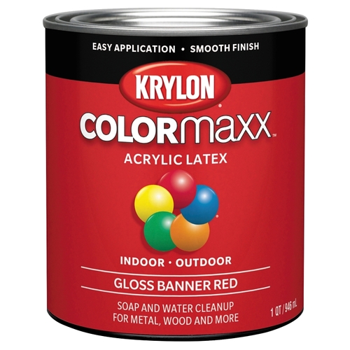 COLORmaxx Interior/Exterior Paint, Gloss, Banner Red, 32 oz