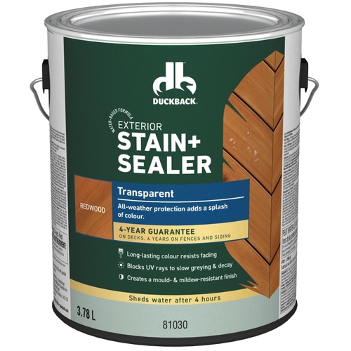 Exterior Stain and Sealer, Redwood, Liquid, 1 gal - pack of 4