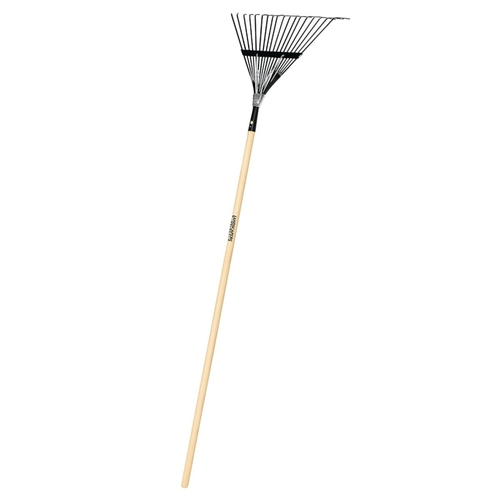 Lawn/Leaf Rake, Steel Tine, 18-Tine, Hardwood Handle, 48 in L Handle - pack of 6