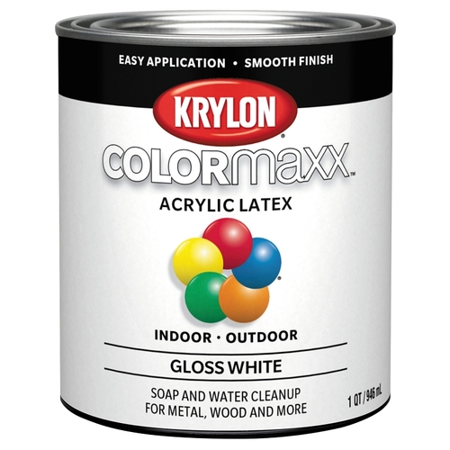 KRYLON K05625007 COLORmaxx Interior/Exterior Paint, Gloss, White, 32 oz