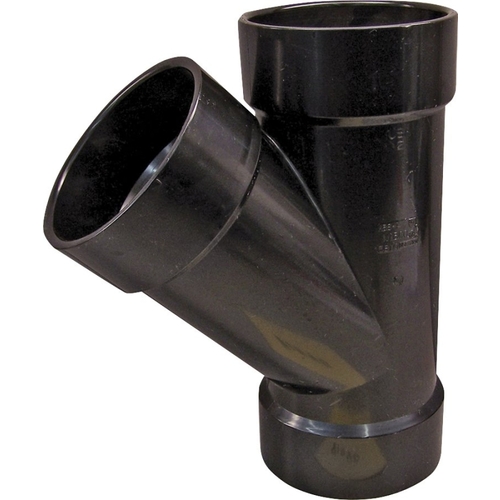 Pipe Wye, 4 in, Hub, ABS, Black