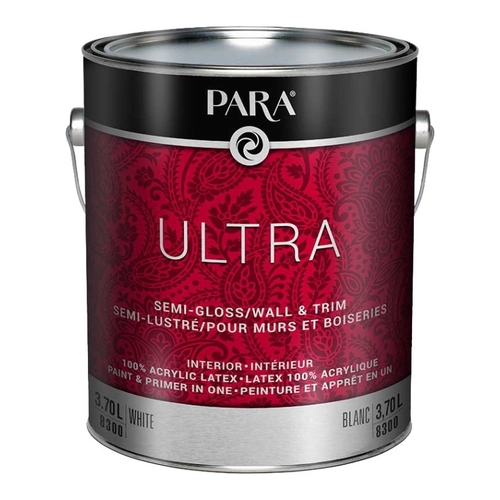 PARA PR0048300-16 Ultra 8300 8300-16 Interior Paint, Semi-Gloss, White, 1 gal