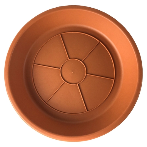 Planter Saucer, 12.48 in Dia, 12.48 in L, Plastic, Terracotta