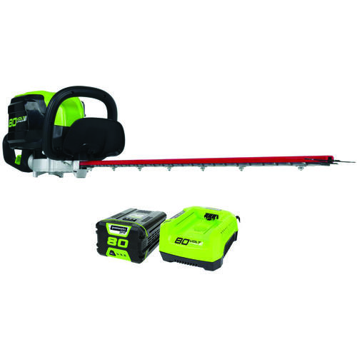 GREENWORKS GHT80321 22372 Hedge Trimmer, 80 V Battery, Lithium-Ion Battery, 3/4 in Cutting Capacity, 26 in L Blade