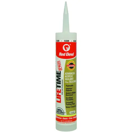 Red Devil 0866PR Lifetime Acrylic Sealant, Clear, -20 to 180 deg F, 10.1 fl-oz Cartridge