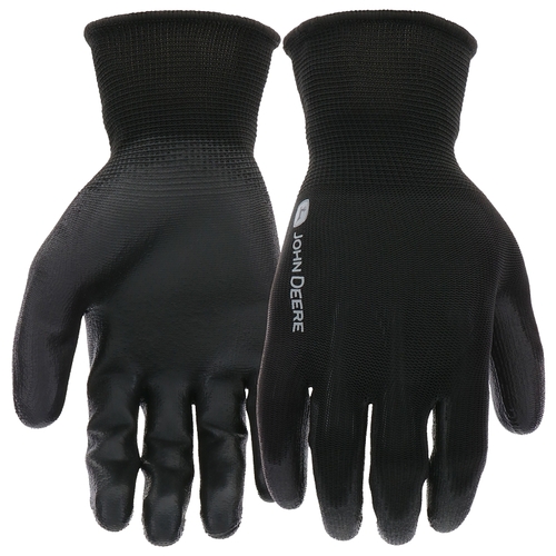 John Deere JD37214-L5P JD37214-L-5P Breathable Work Gloves, Men's, L, Elastic Knit Cuff, Polyurethane Coating, Polyester Glove - pack of 5