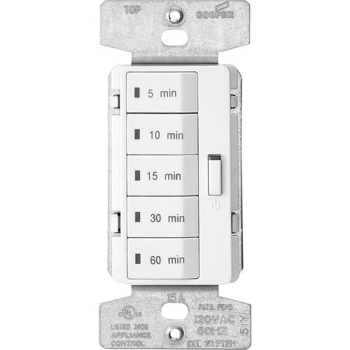 Minute Timer, 15 A, 120 V, 1800 W, 5, 10, 15, 30, 60 min Off Time Setting, White