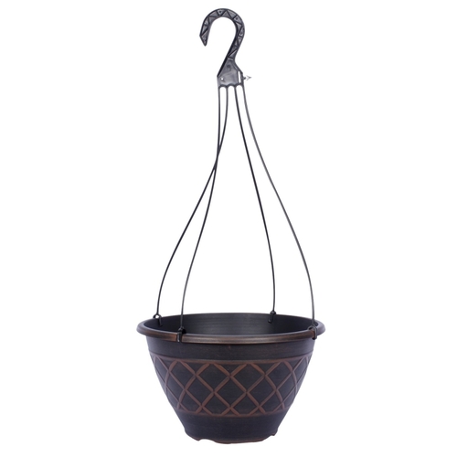 Hanging Basket Planter, Resin, Brown