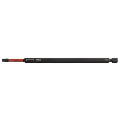 Crescent CAVB6T25-XCP4 Vortex Impact Power Bit, T25 Drive, Torx Drive, 1/4 in Shank, Hex Shank, 6 in L, Steel - pack of 4