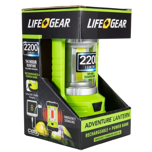 Life+Gear 41-3992 Lantern and Power Bank, Lithium-Ion, Rechargeable Battery, Clear Light
