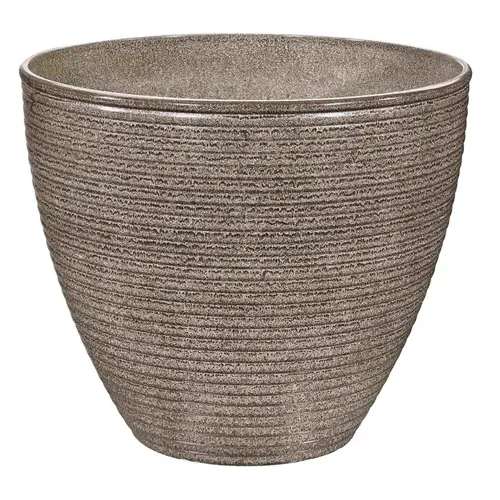 Wave Planter, 13 in Dia, Round, Resin, Beige Wave