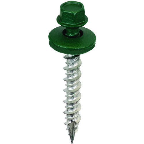 Screw, #9 Thread, High-Low, Twin Lead Thread, Hex Drive, Self-Tapping, Type 17 Point Forest Green