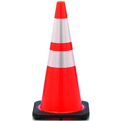 Revolution RS Traffic Safety Cone, 28 in H Cone, PVC Cone, Fluorescent Orange Cone